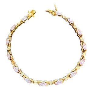 Vintage 925 Sterling Silver bracelet Purple Stones And Clear Stone